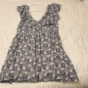 Anthropologie Blue and White Floral Dress